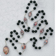 SEVEN SORROWS IMPORTED BLACK GLASS CHAPLET 7MM 722R