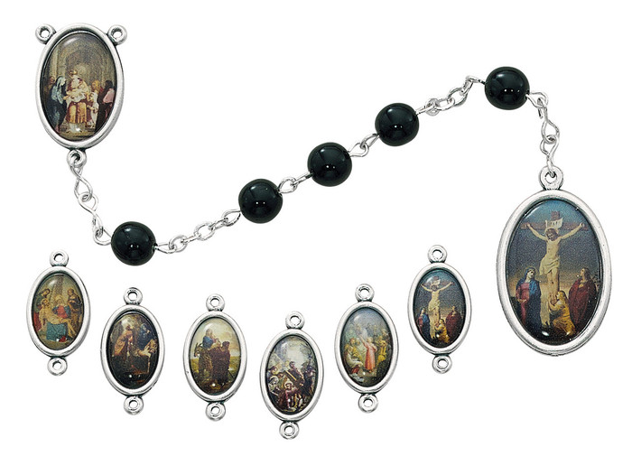 Black Glass 7 Sorrows Chaplet