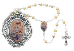 GUARDIAN ANGEL KEEPSAKE BOXED BABY PEARL ROSARY 3MM760-93