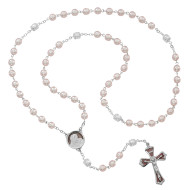 PINK & WHITE PEARL ROSARY 7MM 772RF