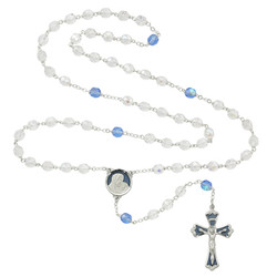 BLUE & CRYSTAL AURORA ROSARY 7MM 775RF