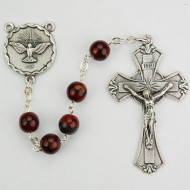 HOLY SPIRIT CENTER RED & BLACK IMPORTED ROSARY 7MM 833R