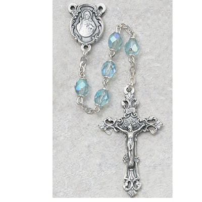 MARCH BIRTHSTONE IMPORTED ROSARY 6MM 875-AQG