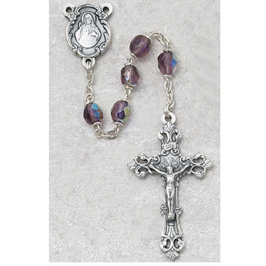FEBRUARY BIRTHSTONE IMPORTED ROSARY 6MM 875-DAG