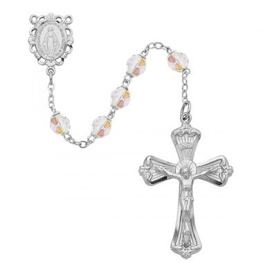 APRIL BIRTHSTONE IMPORTED ROSARY 6MM 880-CR/KF