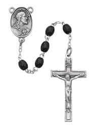 BLACK WOOD ROSARY 4X6MM 942DF