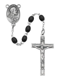 Black Wood Rosary with Oval Beads