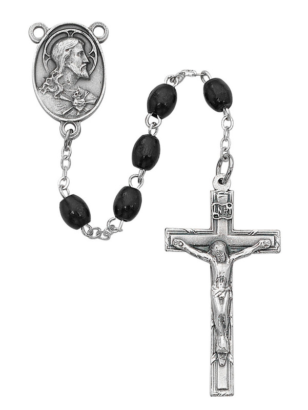 Black Wood Rosary with Oval Beads