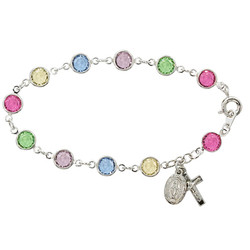 MULTI AUSTRIAN CRYSTAL STONES ADULT ROSARY BRACELET BR225