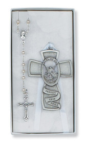 CHILDREN'S CRIB CROSS & ROSARY SET BS12