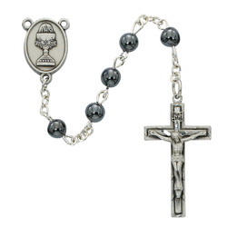 First Communion Hematite Rosary