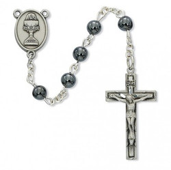 FIRST COMMUNION HEMATITE ROSARY C74DB