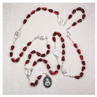 RED TEAR DROP IMPORTED ROSARY P143R