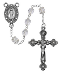 CLEAR CRYSTAL ROSARY 7MM R121DF