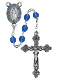 BLUE ROSARY WITH AUSTRIAN STONES 7MM R123DF