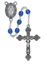 BLUE ROSARY WITH AUSTRIAN STONES 7MM R123DF
