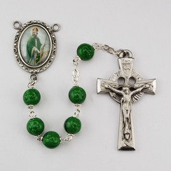 GREEN ST PATRICK ROSARY WITH PHOTO CENTER R206DF