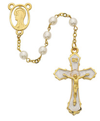 PEARL ROSARY WITH GOLD PLATING 6MM R278HF