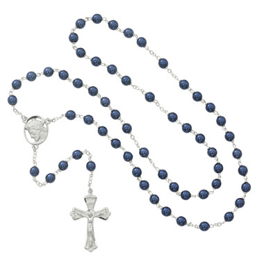 BLUE METALLIC ROSARY 7MM R280RF