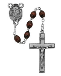 BROWN WOOD ROSARY 4X6MM R287DF