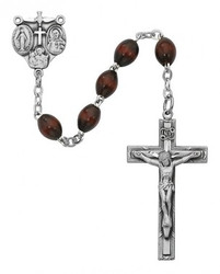 BROWN WOOD ROSARY 4X6MM R376SF