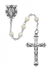GENUINE MOTHER OF PEARL ROSARY 5MM R389LF
