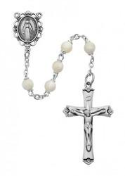 GENUINE MOTHER OF PEARL ROSARY 5MM R389RF