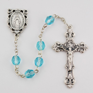 MARCH BIRTHSTONE IMPORTED ROSARY 6MM R391-AQ/G