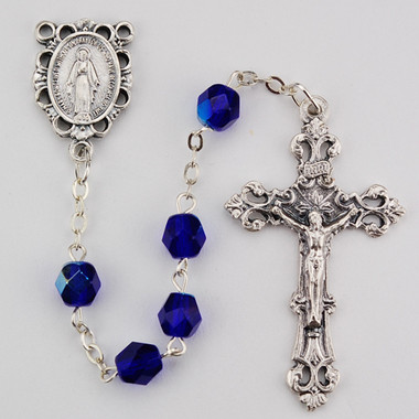 SEPTEMBER BIRTHSTONE IMPORTED ROSARY 6MM R391-BL/G