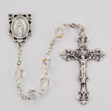 APRIL BIRTHSTONE IMPORTED ROSARY 6MM R391-CR/G