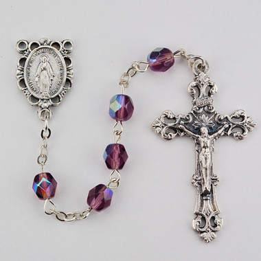 FEBRUARY BIRTHSTONE IMPORTED ROSARY 6MM R391-DA/G