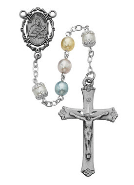 ST. GERARD MULTI PEARL ROSARY 7MM R420DF