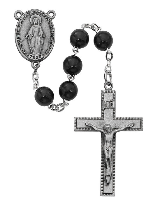 Black Wood Rosary with Round Beads