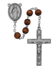BROWN WOOD ROSARY 7MM R435LF