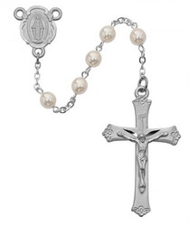 PEARL GLASS ROSARY 6MM R439RF