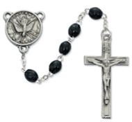 BLACK WOOD HOLY SPIRIT ROSARY 4X6 R447DF