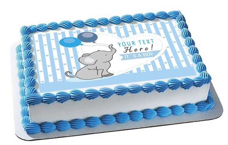 It S A Boy Elephant Baby Shower Edible Cake Topper