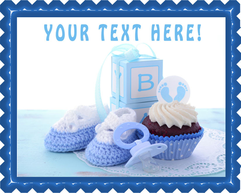 Its A Boy Blue Baby Shower Edible Cake Topper