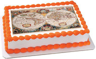 Antique Map Henricus Hondius, 1630 - Edible Cake Topper OR Cupcake Topper, Decor