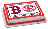 BOSTON RED SOX Edible Birthday Cake Topper OR Cupcake Topper, Decor