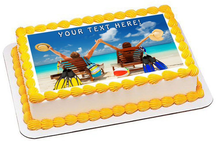 Happy Family Vacation at Paradise Edible Cake Topper
