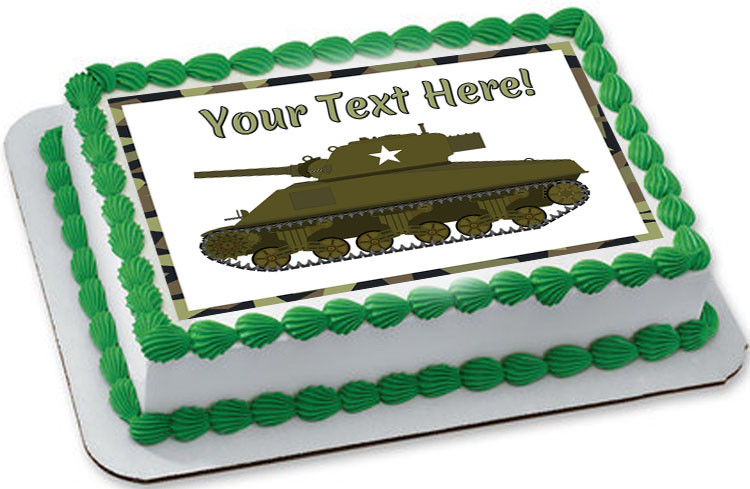 Military Sherman Tank Edible Cake Topper Image Sherman Tank Cake Tank Cupcakes 