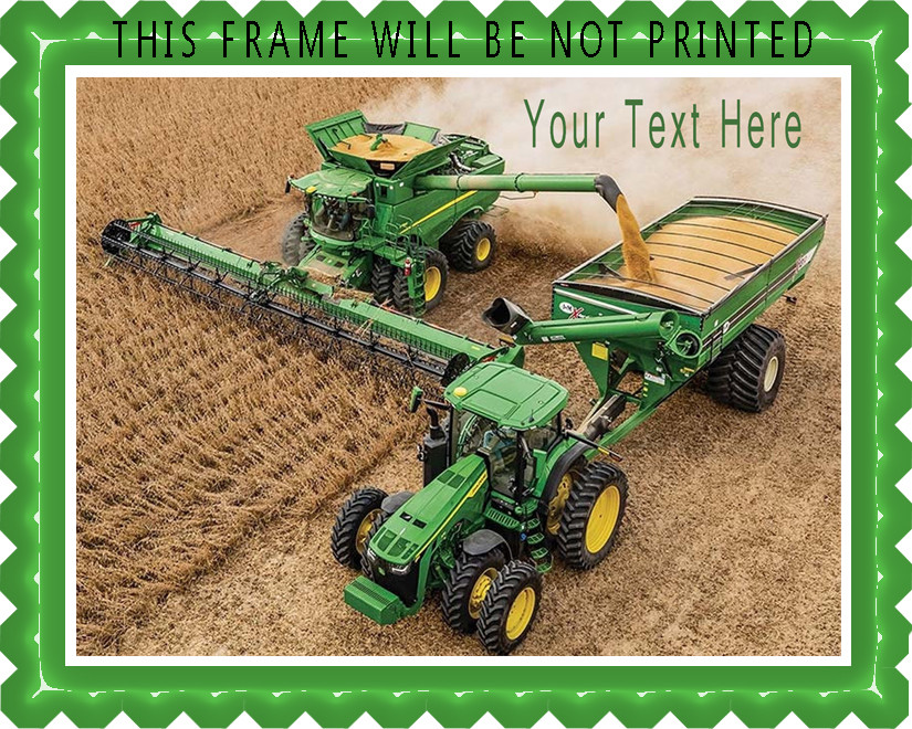 John Deere combine and tractor, Edible Cake Topper or Cupcake Topper