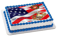 US MARINE CORPS Edible Birthday Cake Topper OR Cupcake Topper, Decor