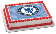 Chelsea Football Club Edible Birthday Cake Topper OR Cupcake Topper, Decor