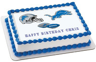 Detroit Lions Edible Birthday Cake Topper OR Cupcake Topper, Decor