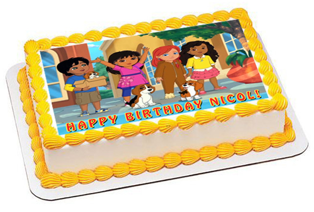 Dora the Explorer Boots Jumping Edible Cake Topper Image ABPID12186 – A  Birthday Place