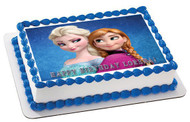 Frozen Anna and Elsa Edible Birthday Cake Topper OR Cupcake Topper, Decor