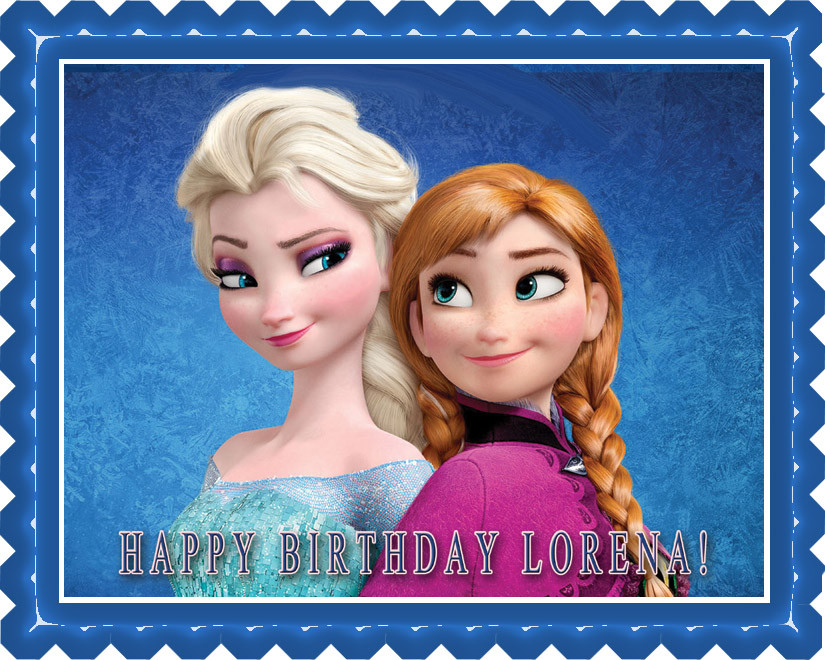 Frozen Elsa Anna Party 7 5 Personalised Round Edible Icing Cake