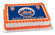 New York Mets Edible Birthday Cake Topper OR Cupcake Topper, Decor